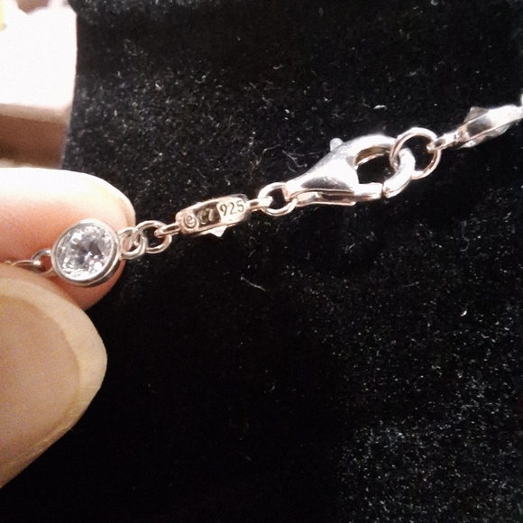 Diamonique By-The-Yard 100-Facet Necklace ✨ Platinum-Clad 925 20" QVC W/box - Picture 8 of 15